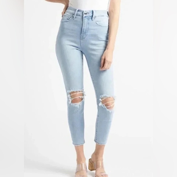 Good American Denim - NWT Good American Good Waist Crop Distressed Denim Jeans